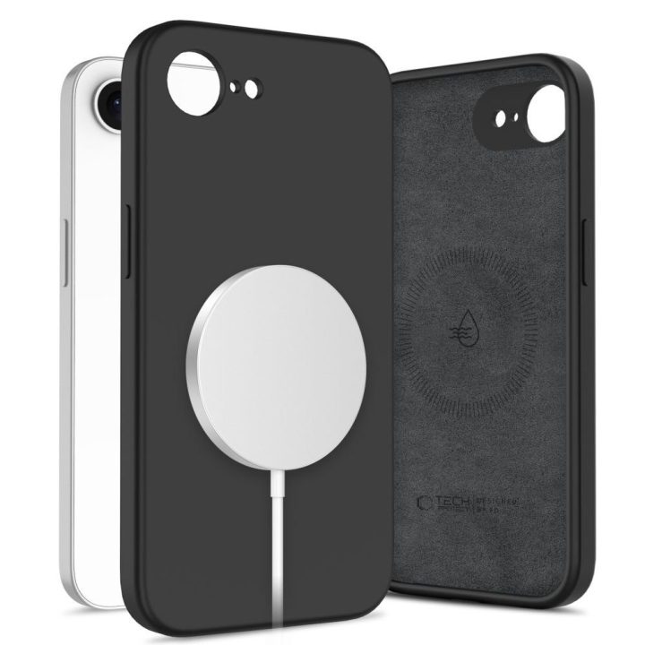 MagSafe silikoninis dėklas Tech-Protect iPhone 16E / 17E, juodas