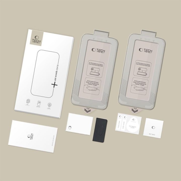 Apsauginis grūdintas stiklas Samsung Galaxy S26 Ultra, 2 vnt. — Tech‑Protect Quick Set+, juodas