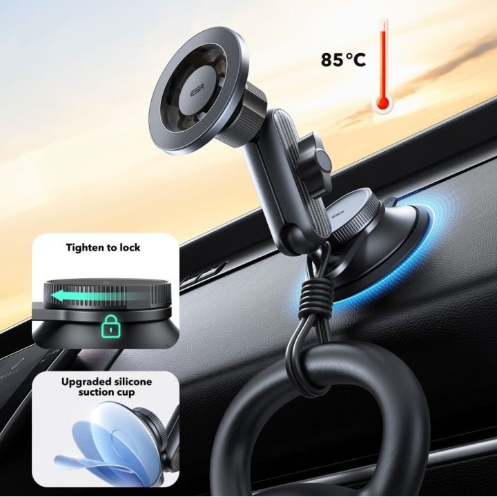 MagSafe automobilinis telefono laikiklis ESR OmniLock, juodas
