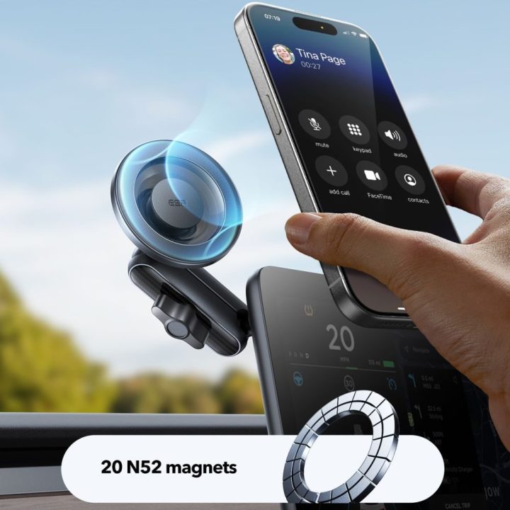 MagSafe automobilinis telefono laikiklis ESR OmniLock, juodas