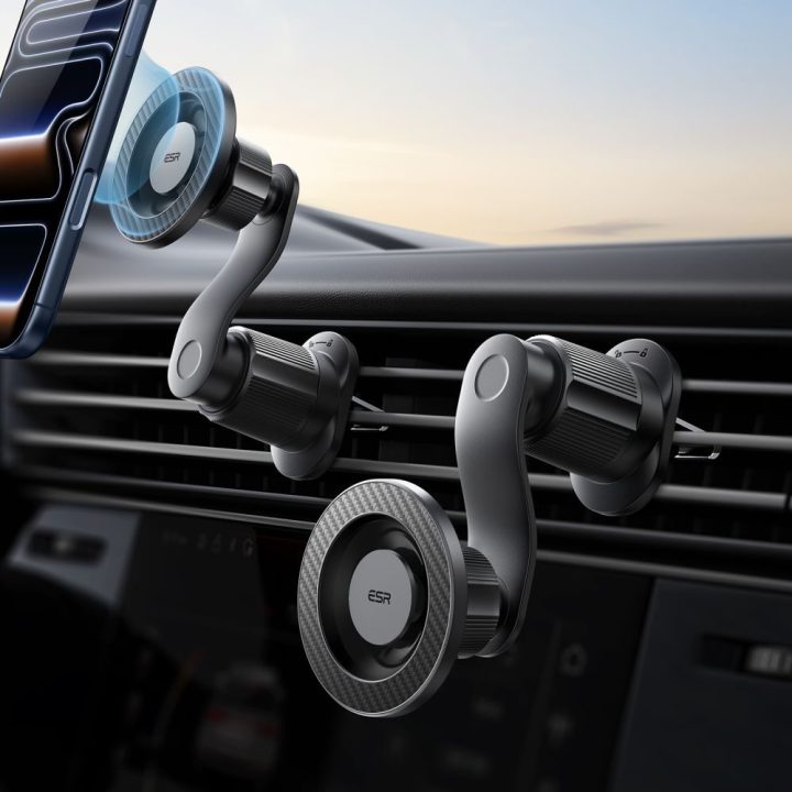 Automobilinis MagSafe telefono laikiklis į ventiliacijos groteles ESR OmniLock, juodas