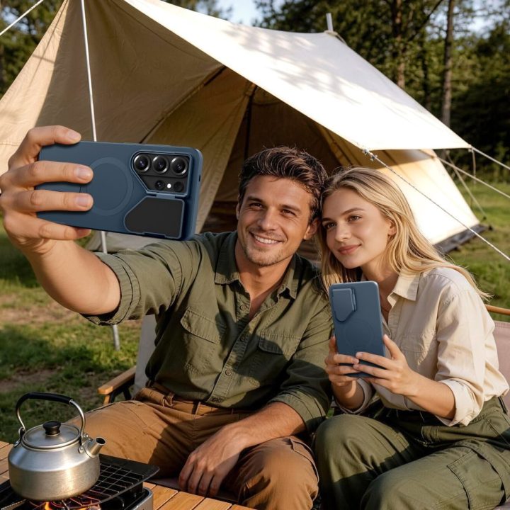 Telefono dėklas Samsung Galaxy S26 Ultra — Tech‑Protect Kevlar Aura MagSafe, tamsiai mėlynas
