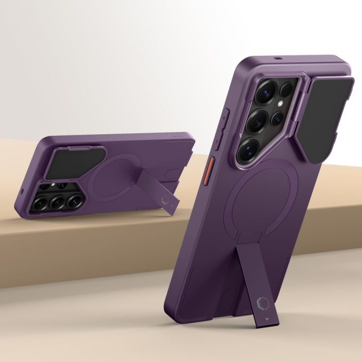 Telefono dėklas Tech‑Protect Kevlar Aura MagSafe skirtas Samsung Galaxy S26 Ultra, violetinis