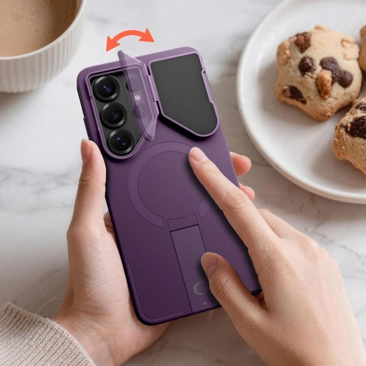 Telefono dėklas Tech‑Protect Kevlar Aura MagSafe skirtas Samsung Galaxy S26 Ultra, violetinis