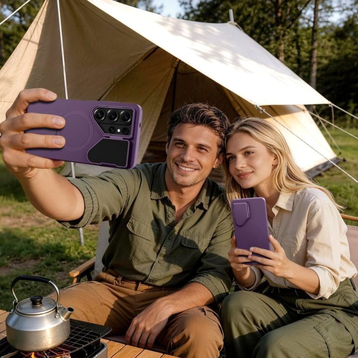 Telefono dėklas Tech‑Protect Kevlar Aura MagSafe skirtas Samsung Galaxy S26 Ultra, violetinis