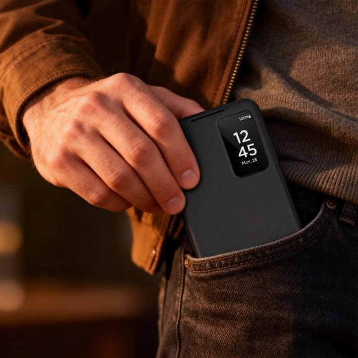 Telefono dėklas‑piniginė Tech‑Protect Smart Wallet Samsung Galaxy A57 5G, matinė juoda
