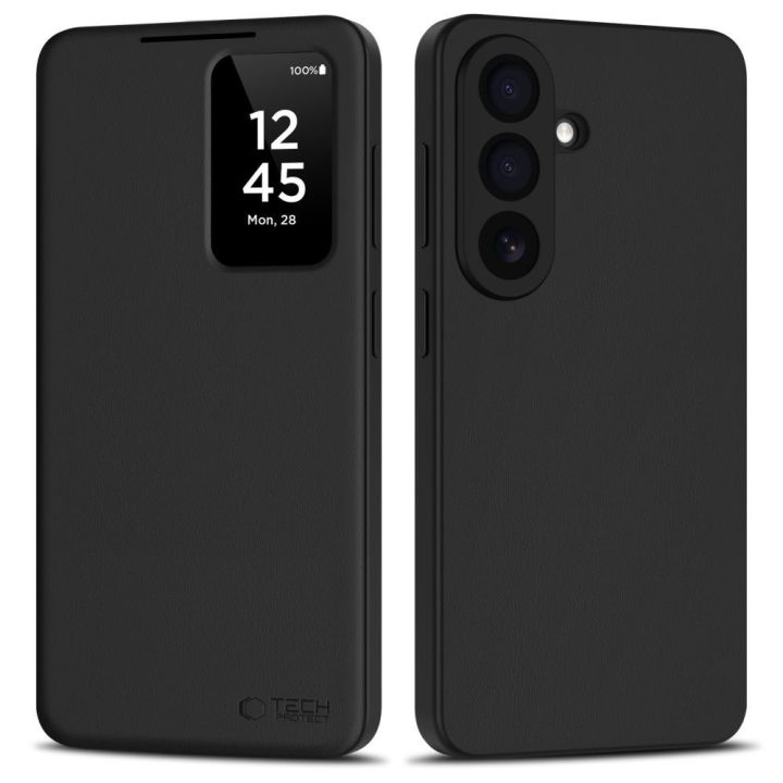 Telefono dėklas‑piniginė Tech‑Protect Smart Wallet Samsung Galaxy A57 5G, matinė juoda