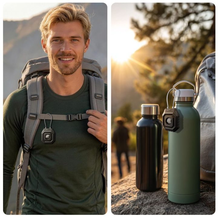 AirTag dėklas Tech‑Protect Kevlar Seal (Apple AirTag 1./2. gen.), juodas