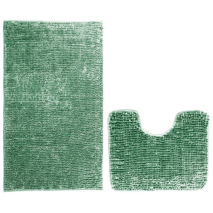 Vonios kilimėlių komplektas RESTILO Livra, žalias 50×80 + 40×50 cm