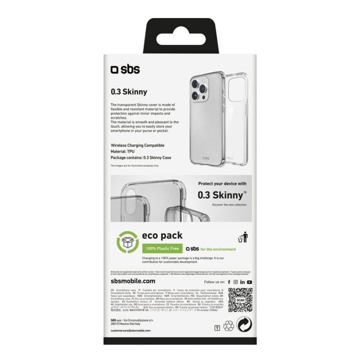 Telefono dėklas iPhone 16 Pro iš TPU, skaidrus — SBS