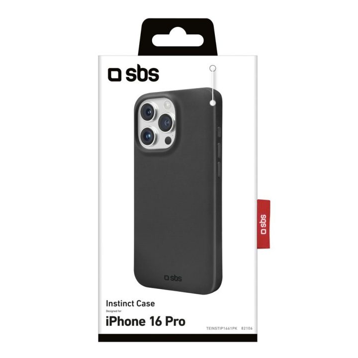 Telefono dėklas iPhone 16 Pro — SBS Instinct, TPU, juodas