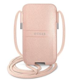 Guess telefono dėklas-krepšelis Saffiano Strap 6,7″, rožinis