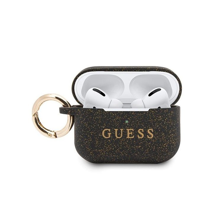 Guess Ring Silicone dėklas AirPods Pro ausinėms, juodas