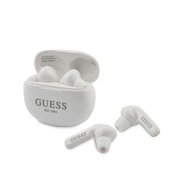 Guess belaidės TWS Bluetooth ausinės, baltos