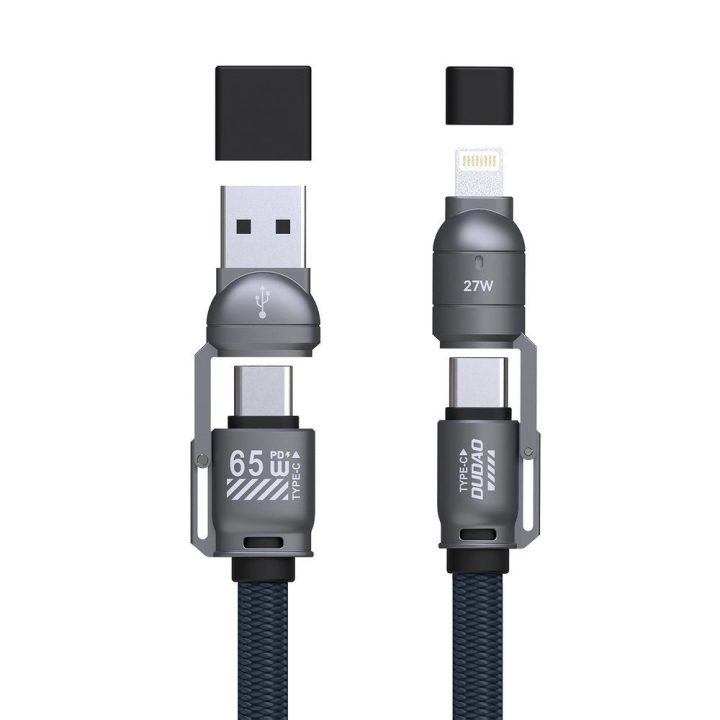 Dudao L20Max 65W 4 viename USB kabelis su dirželiu, mėlynas