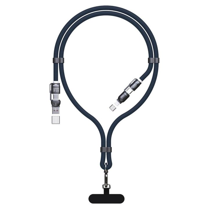 Dudao L20Max 65W 4 viename USB kabelis su dirželiu, mėlynas