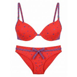 Moteriškas raudonas bikini maudymosi kostiumėlis Sunset Bloom