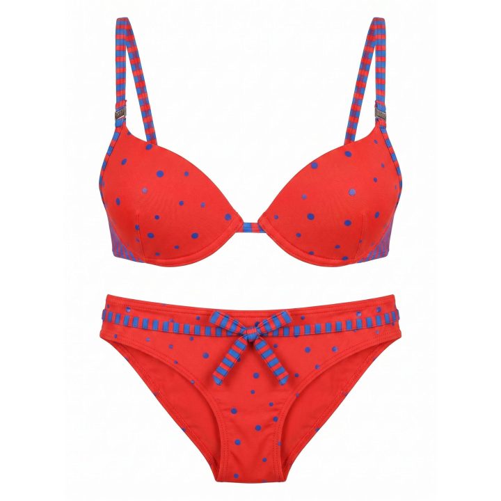 Moteriškas raudonas bikini maudymosi kostiumėlis Sunset Bloom