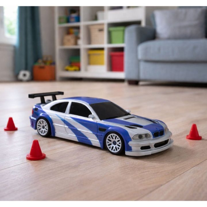 E46 RC drift automobilis 1:43, 4WD, 15 km/h