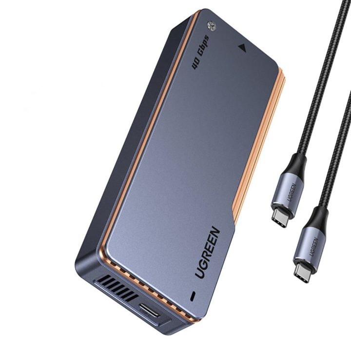 Ugreen D703 USB4 NVMe SSD dėžutė su aktyviu aušinimu, pilka