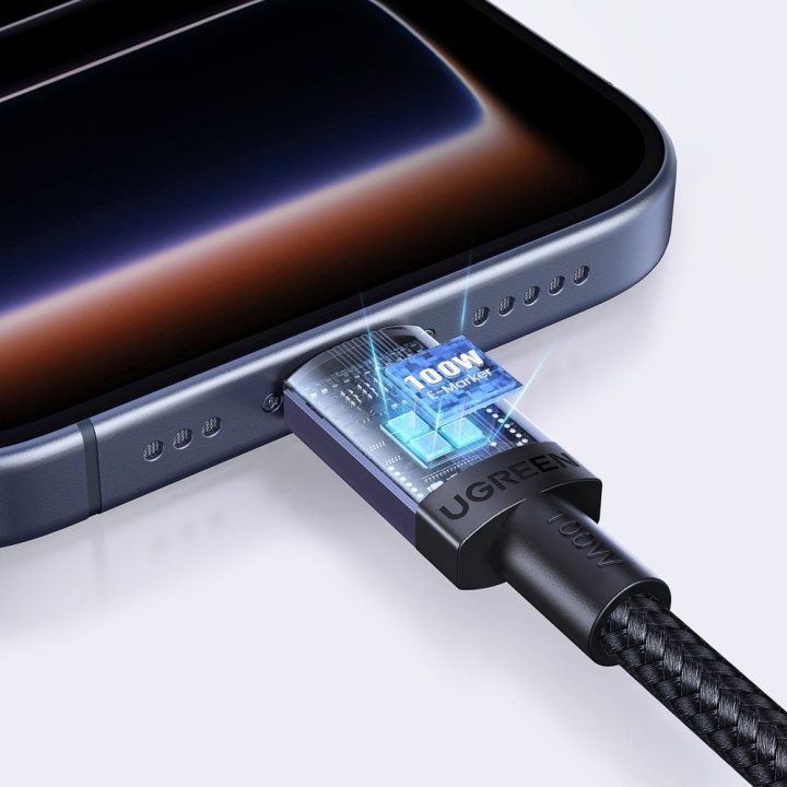 Ugreen USB-C–USB-C PD kabelis 100 W, 3 m, juodas