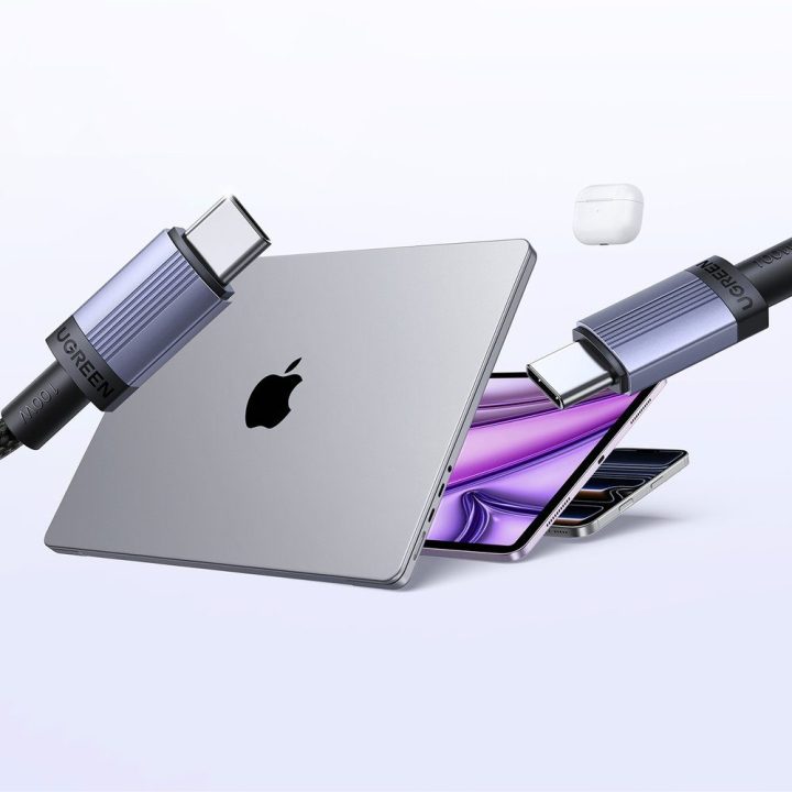 Ugreen USB-C–USB-C PD kabelis 100 W, 3 m, juodas