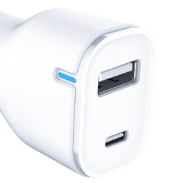 3mk automobilinis įkroviklis 20W PD3.0 QC 3.0 USB 1A1C, baltas