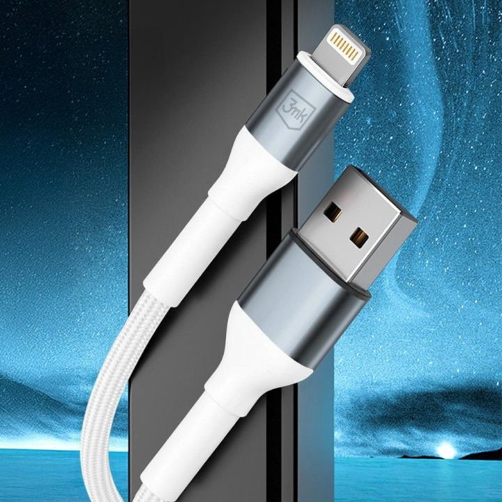 3mk Hyper Cable N-Series USB-A–Lightning kabelis 1 m, baltas