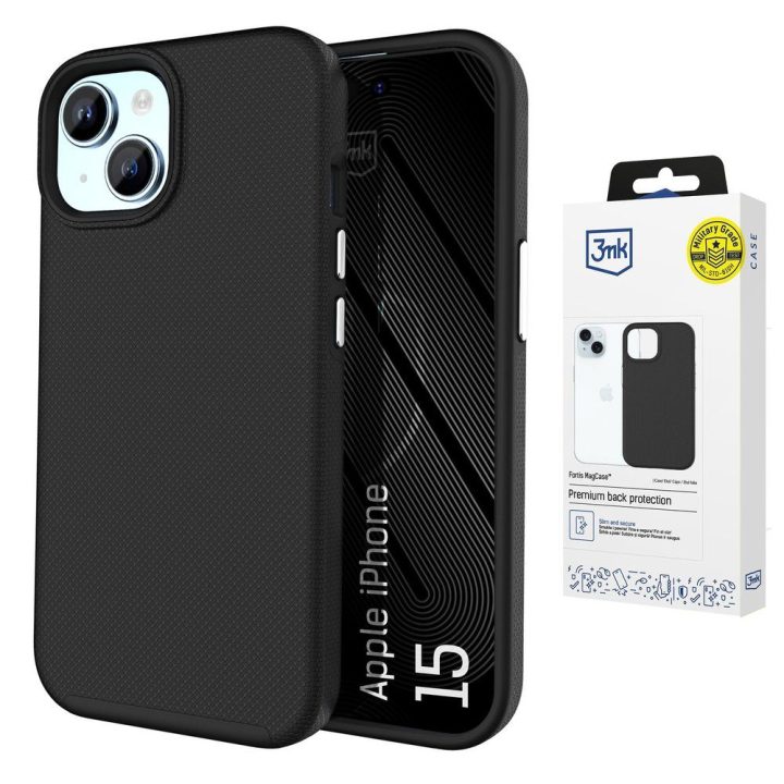 3mk Fortis MagCase dėklas iPhone 15, juodas