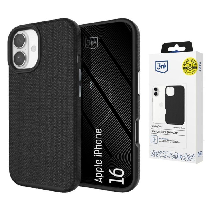 3mk Fortis MagCase iPhone 16 dėkliukas, juodas