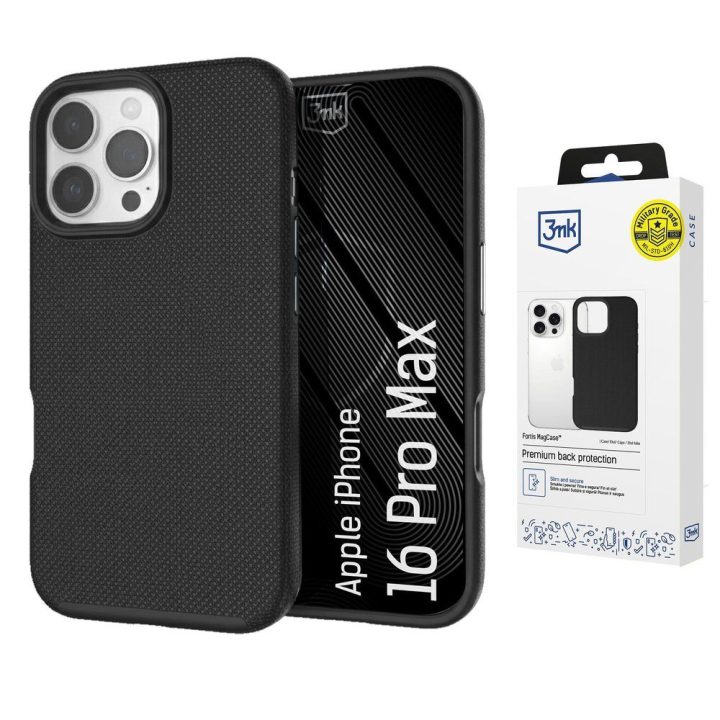 3mk Fortis MagCase dėklas iPhone 16 Pro Max, juodas