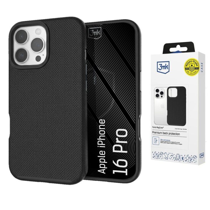 3mk Fortis MagCase iPhone 16 Pro dėklas, juodas
