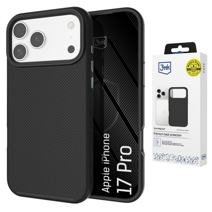 3mk Fortis MagCase dėklas iPhone 17 Pro, juodas