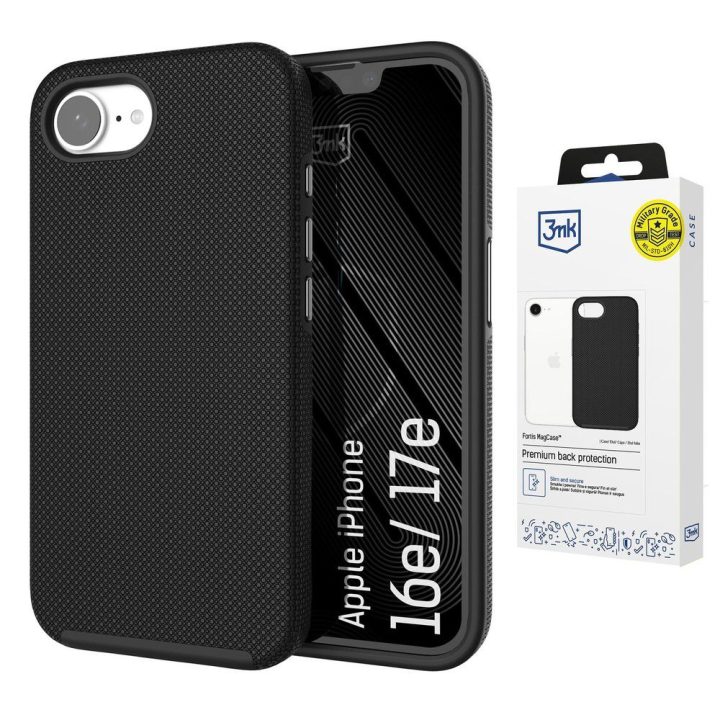 3mk Fortis MagCase dėklas iPhone 16e / 17e, juodas