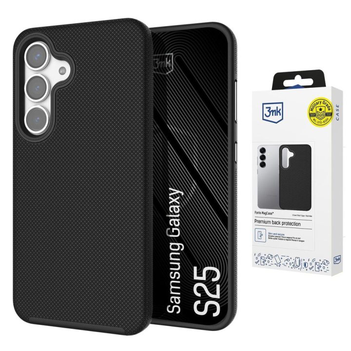 3mk Fortis MagCase Samsung Galaxy S25 dėklas, juodas