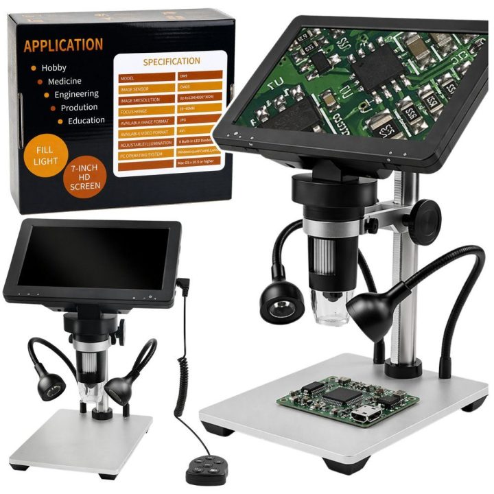 Skaitmeninis mikroskopas 1200x su 7 colių LCD ekranu