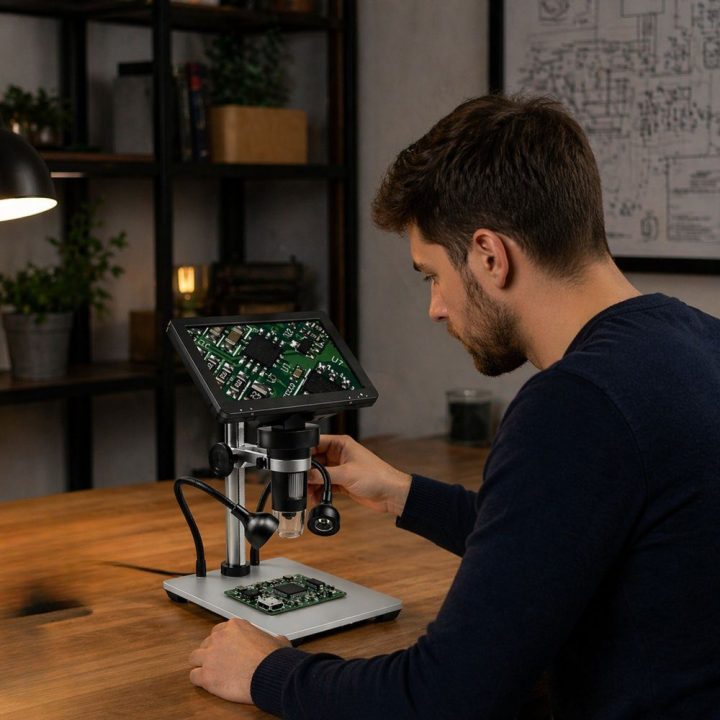 Skaitmeninis mikroskopas 1200x su 7 colių LCD ekranu