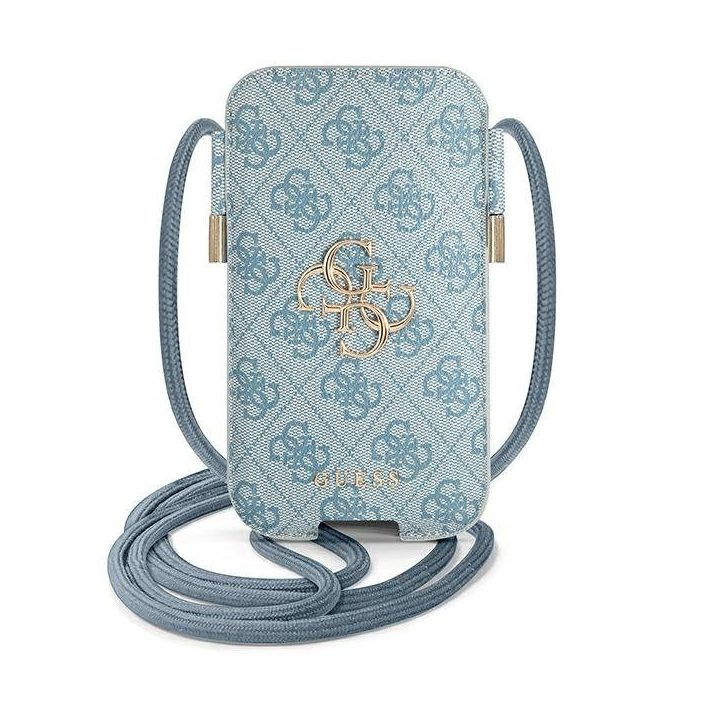 Guess telefono dėklas-rankinė 6,7" mėlyna, 4G Big Metal Logo