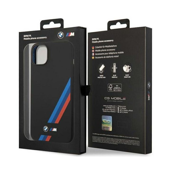 BMW silikoninis dėklas iPhone 14 Plus / 15 Plus, juodas