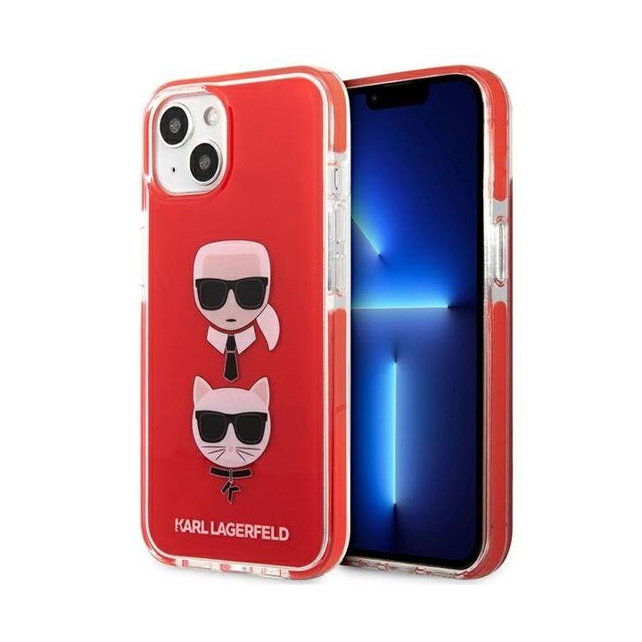 Telefono dėklas Karl Lagerfeld Karl&Choupette Head iPhone 13/14/15, raudonas