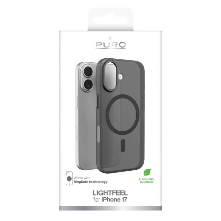 Telefono dėklas Puro Lightfeel iPhone 17, suderinamas su MagSafe, permatomas ir juodas