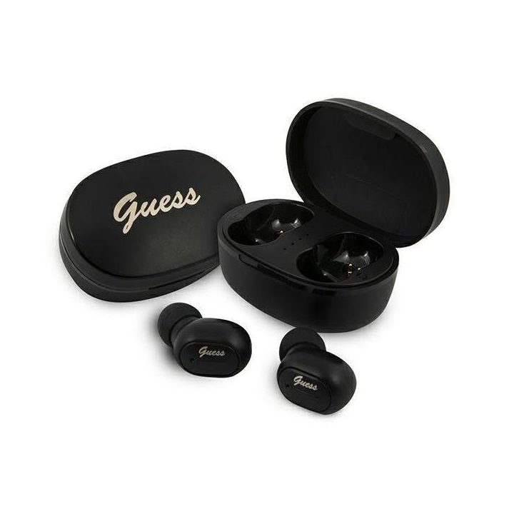 Guess belaidės Bluetooth TWS ausinės su įkrovimo stotele, juodos