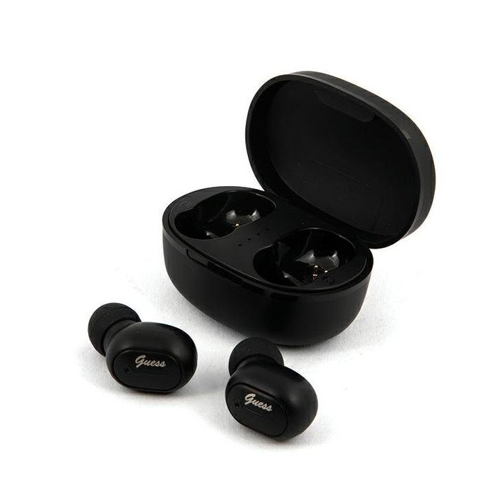Guess belaidės Bluetooth TWS ausinės su įkrovimo stotele, juodos
