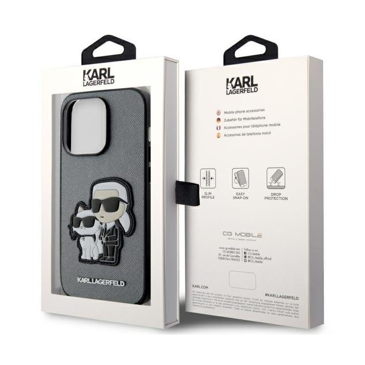 Karl Lagerfeld Saffiano Karl & Choupette telefono dėklas iPhone 14 Pro 6,1"