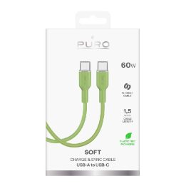 USB-C–USB-C laidas Puro Icon 60 W, 1,5 m, žalias