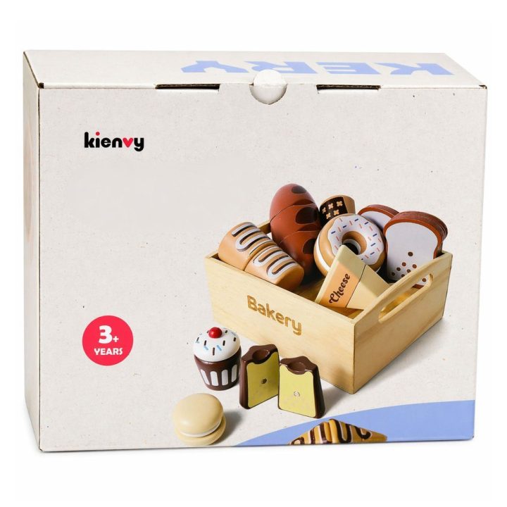 Medinė mini kepyklėlės rinkinys su lipdukais, 10 dalių