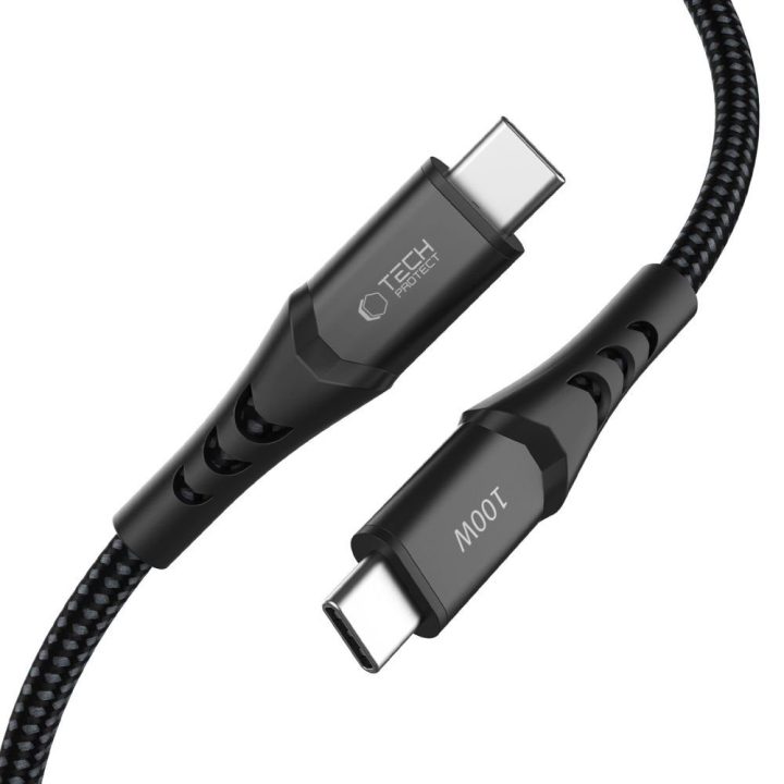Tech-Protect Ultraboost USB-C–USB-C kabelis 100 cm, 100 W, juodas
