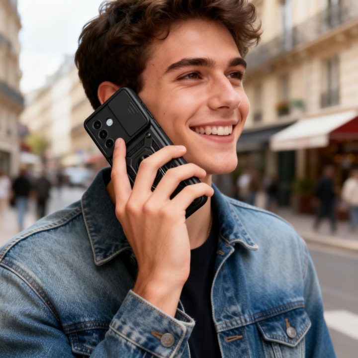 Tech-Protect CamShield Pro telefono dėklas Samsung Galaxy A27 5G – juodas