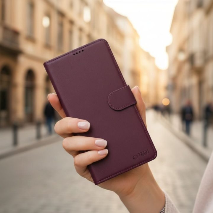 Telefono dėklas Tech-Protect Wallet Samsung Galaxy A27 5G, burgundiškas