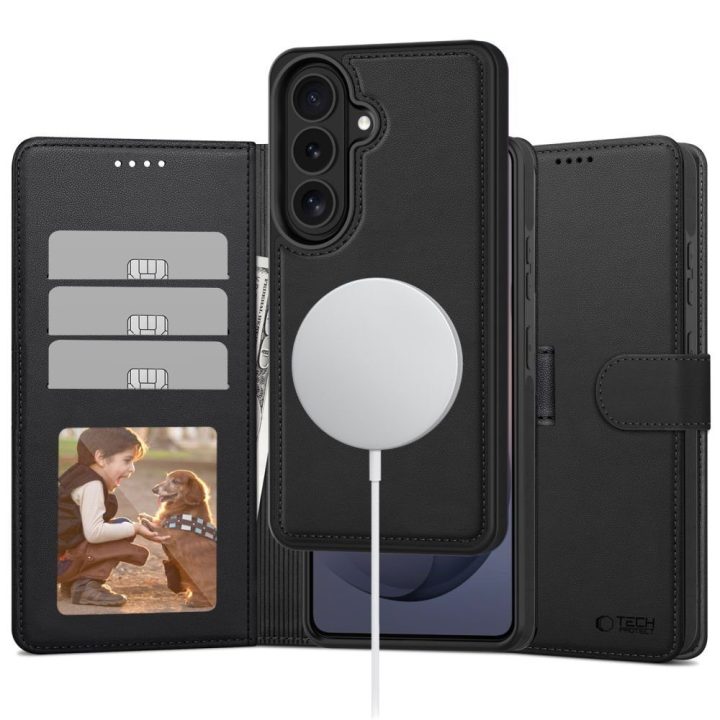 Telefono dėklas Tech-Protect Wallet MagSafe Samsung Galaxy S26, juodas